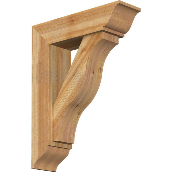 Ekena Millwork Funston Traditional Rough Sawn Bracket w/ Offset Brace, Western Red Cedar, 8"W x 28"D x 36"H BKT0806X28X36FST01RWR - main